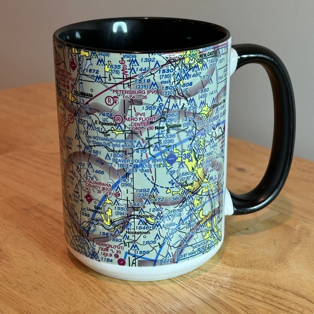 Western Pa. Eastern Ohio Sectional Aeronautical Chart Coffee Mug Aviation Pilot